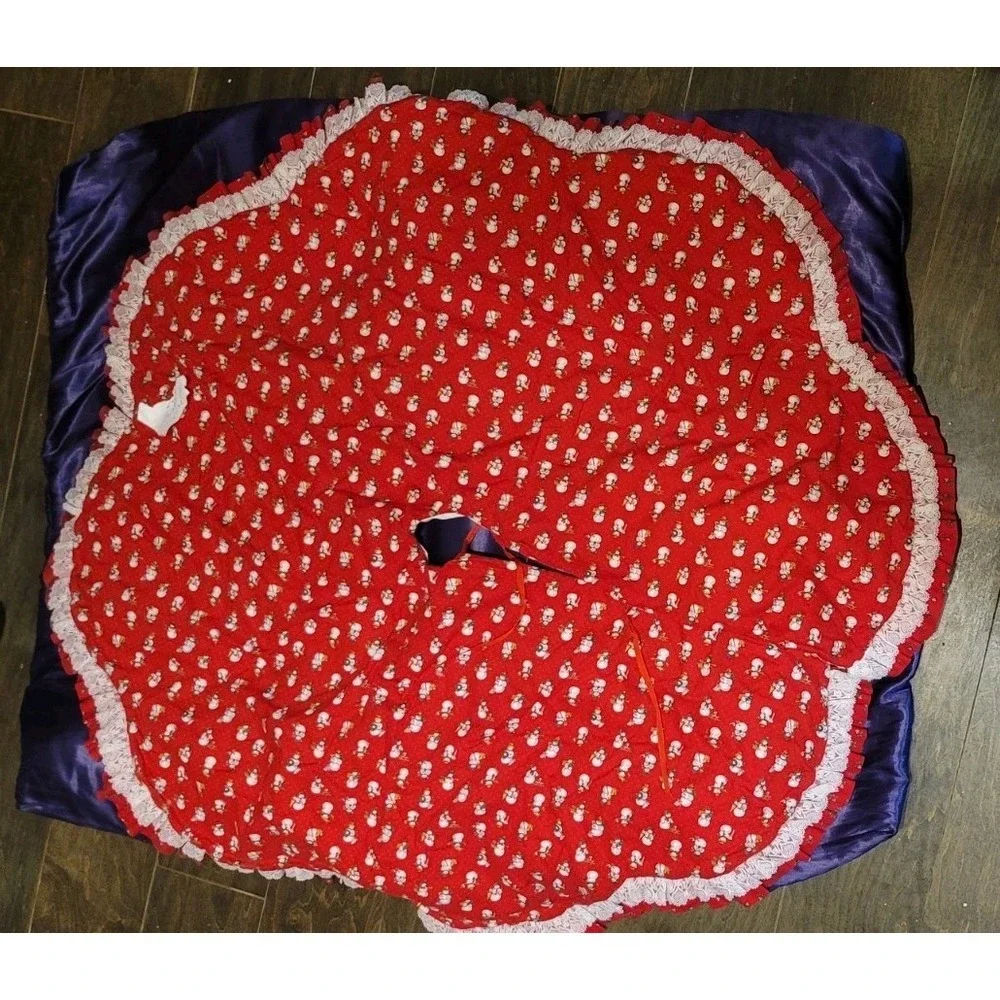 VTG Tree Skirt Christmas Snowman